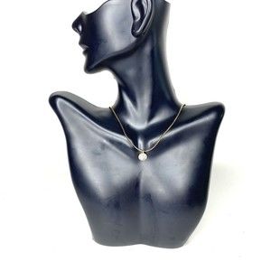 Vintage Napier Rhinestone Necklace Gold Tone Small Circle Pendant 16 Inch Chain